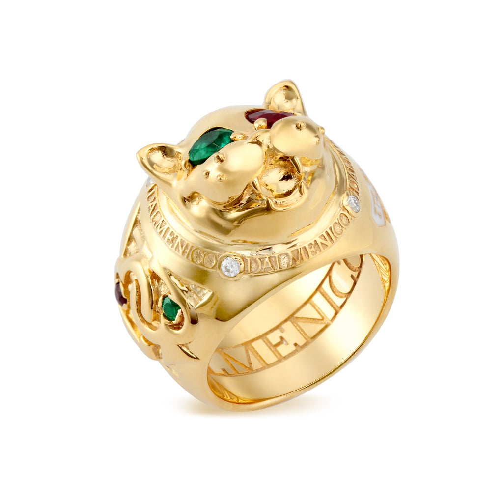 18K YELLOW GOLD LAUGHING CAT